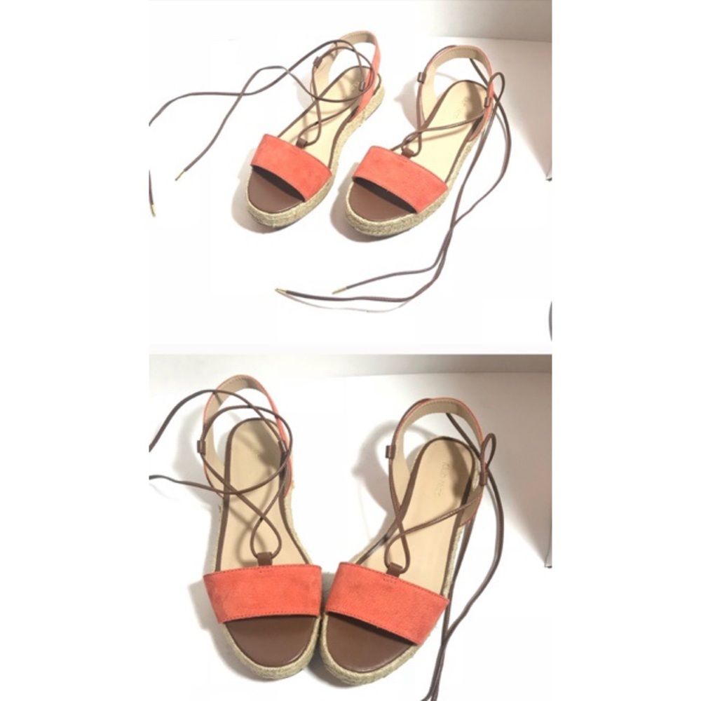 Anthropologie Klub Nico Orange Lace Up Espadrilles